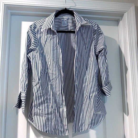 Brooks Brothers Tops - Brooks Brothers Striped Woven Button Down Fitted Collared Shirt Women 12
